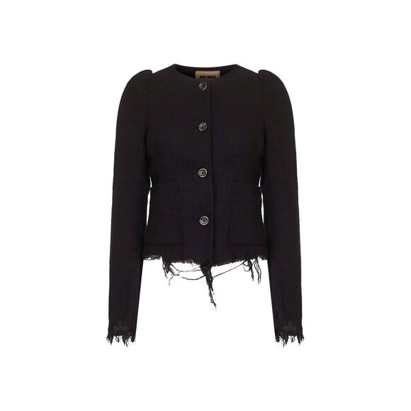 Uma Wang Women Black Wool And Linen Blend Kuppy Jacket
